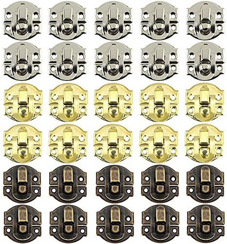 Dzsomt 30 Pezzi Box Latch Hasp Vintage Hasp Chiusura Serratura Chiusura Scatola Fermaglio Chiavistelli in Ferro Metallo Retrò Chiusura Cassetti Hasp con 120 Viti per Armadietto Portagioie in Legno