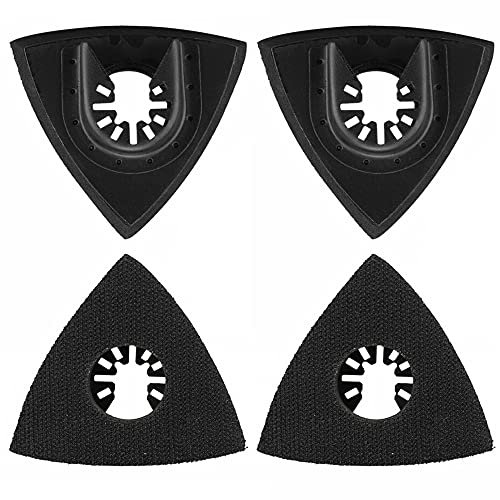 Almohadillas de lijado de 80 mm para almohadillas de fijación, universal triangular, gancho y bucle, accesorios multiherramienta oscilantes para pulir madera y plástico (paquete de 4)