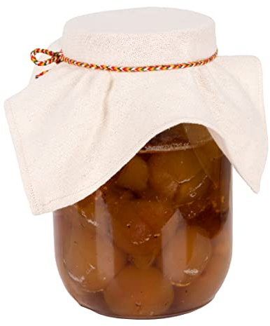Hell Blues Paquete de 5 fundas de tela para tarros de lino con cuerda y bandas de goma, tapas reutilizables de muselina sin blanquear Mason Kombucha de algodón transpirable, paño de fermentación para