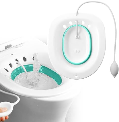 Sitzbad für die Toilette mit Spülung Bidet Einsatz für Toilette Faltbares Tragbares Sitzbadewanne für Hämorrhoiden Wochenbettpflege Schwangere Episiotomie und ältere Menschen