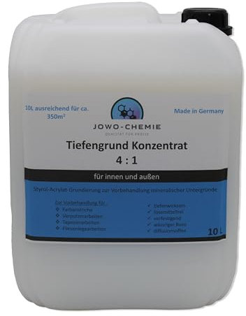 JOWO-CHEMIE Tiefengrund Konzentrat 1:4 (10L) für Verarbeitungfertigen Tiefengrund Grundierung Qualität für Profis 10L