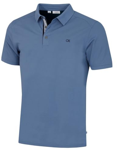 Calvin Klein Polo Golf Uomo Campus Colletto a Coste - Sport Blu Denim - L