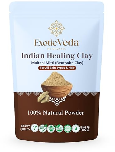 Exotic Veda Multani Mitti Powder Fullers Earth Clay - Arcilla india 100% pura y natural para limpieza de la piel, adecuada para todas las pieles, ideal para máscaras faciales y exfoliantes corporales