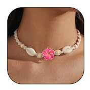 HUASAI Seashell Shell Necklace Trendy Beach Jewelry for Women Layered Starfish Flower Necklaces Summer Outfits 2026 Beach Vacation Essentials Clothes for Women
