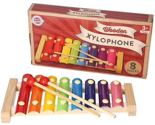 A2Z 4 Kids Girls Boys Xylophone Children Educational Musical Xylophone Baby Musical Instument Toys Kids Rainbow 8-Note Glockenspiel Wooden Frame Xylophone With 2- Mallets Montessori Birthday Gift