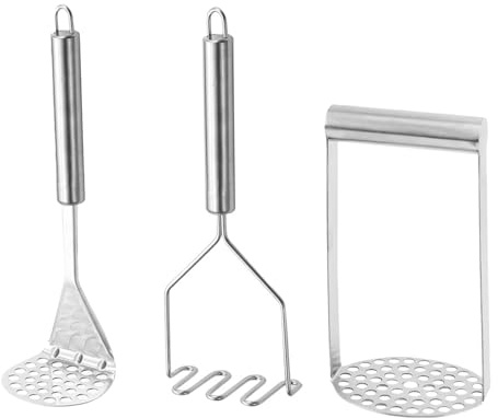 CTForest 3 Piezas Prensa Patatas, Machacador de Patatas, Machacador de Patatas de Acero Inoxidable, Para Puré de Papas, Frijoles de Aguacate y Fruta