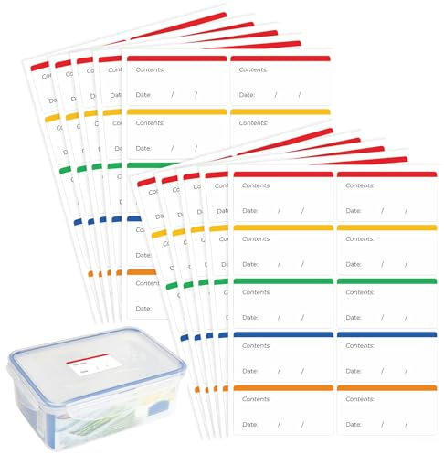 100 Pcs Freezer Labels,Easy Peel off Food Labels Stickers,Meal Prep Storage Spice Date Kitchen Label for Food Containers Jar Storage Boxes Bottle Box Bags Waterproof Labeling No Sticky Residue,(3*6cm)