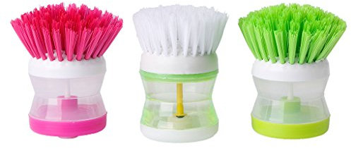 Kitchen Wash Tool Dish Brush with Washing Up Liquid Soap Dispenser