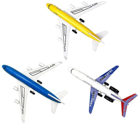 DXPETA 3 Pack Airplane Toys, Alloy Metal Toy Plane Set with Pull Back Action, Mini Aeroplane Toys for Kids Toddlers Boys Girls, Gift for Birthday Party Favors Aviation Play