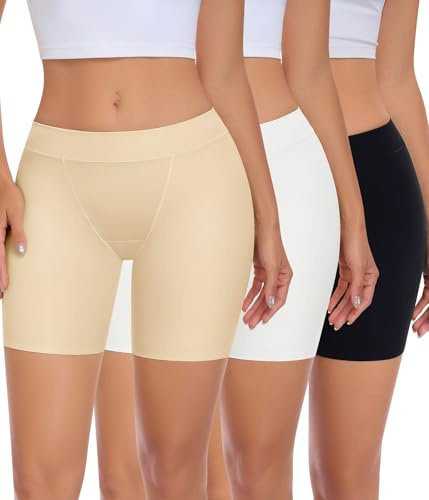 Niwicee Dam anti-skavning shorts sömlösa boxershorts underkläder ultramjuka säkerhetspojkar för underklänningar löpning yoga leggings trosor 3-pack