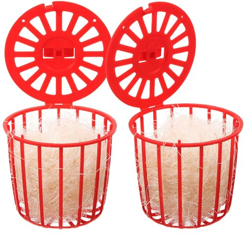 KESYOO Nido per Uccelli Appeso in Plastica e Iuta, Rifugio per Pappagalli Ciotola Traspirante, Set 2 Pezzi per Nidificazione e Schiusa in Gabbia, Accessorio per Animali Domestici, Facile