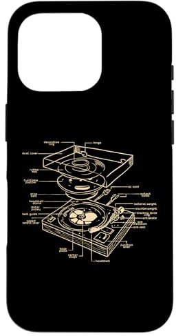 Carcasa para iPhone 16 Pro Tocadiscos DJ Esquema Fiesta Diseño Baile Disco Techno Música