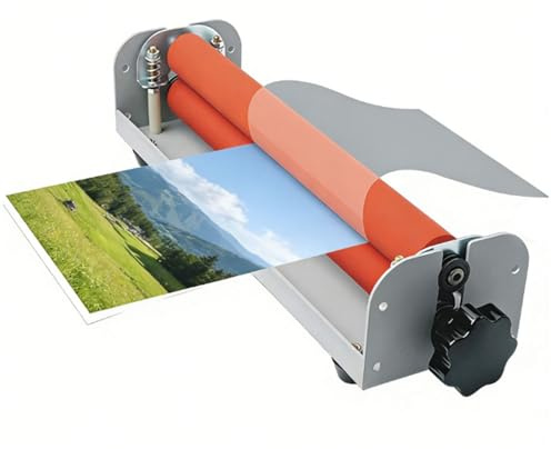 Laminadora en Frío Manual, Máquina Laminadora de Prensado en Frío con Manivela y Rodillo Ajustable, Laminadora en Frío de Rodillo Grande de 12 Pulgadas A4 Para Pósteres y Fotos