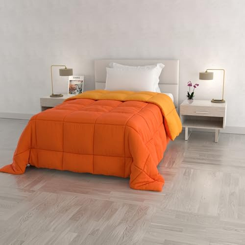 Italian Bed Linen Elegant Couette d'hiver, Orange/Jaune, 1 Place 170x260cm