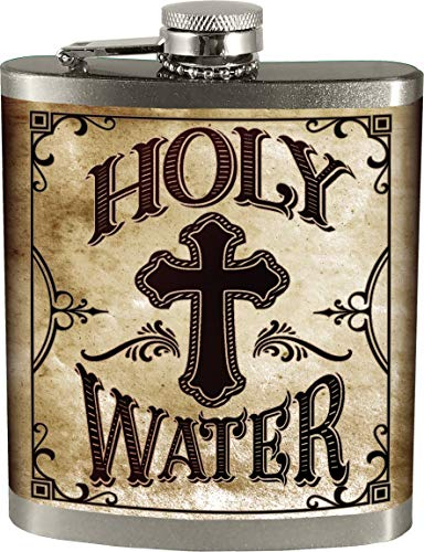 Spoontiques 15737 Holy Water Flachmann, Edelstahl, 200 ml, Silber