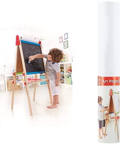 Hape Kinder Spiel-Tafel aus Holz | Preisgekrönte doppelseitige Kindertafel höhenverstellbar mit Papierrolle, Kreidetafel, Whiteboard & Rolle Malpapier 38cm x 20m Ersatzpapierrolle