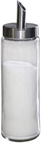 Etrog Global Modern Style Brushed Nickel Sugar Dispenser, Shaker & Pourer - 8.4oz, Dishwasher Safe for Sugar, Salt, Cocoa, Sprinkles. Perfect for Coffee, Tea, and Baking (Pack of 1)