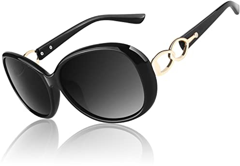 CGID Lunettes de Soleil Femme Polarisées Grand Cadre Protection UV400