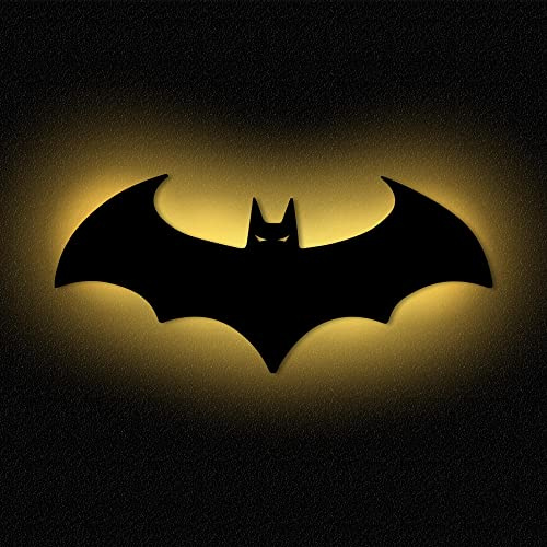 Namofactur Lampe DIY à poser murale chauve-souris Batman I Lampe de nuit décorative pour salon, chambre d'enfant I En bois MDF, alimentée par piles