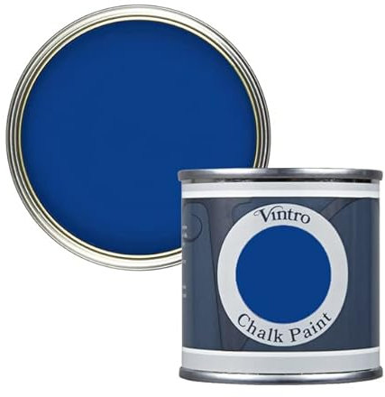 Vintro Paint | Deep Blue Chalk Paint for Furniture | Shabby Chic | Ultra Matt Finish | 125ml (Paris Blue)