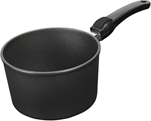 SKK große Aluguss Stielkasserolle Ø 20 cm - ohne Induktion - hoher Antihaft beschichteter Saucentopf & abnehmbarer Griff - Made in Germany