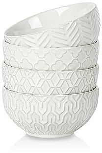 Sureasy Ceramic Ice Cream Bowls Set of 4-12 oz White Small Dessert Bowls for Kitchen, Perfect for Rice, Fruit and Sauce, Microwave & Dishwasher Safe