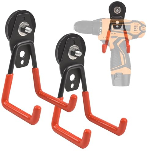 2 Stück Magnethaken, 43mm Magnethaken Extra Stark, Neodym Magnet Mit Haken Extra Stark zum Aufhängen, Magnetischer Haken Mit Anti-Rutsch-Beschichtung zum Metallschränke, Werkzeuge, Akku-Bohrmaschinen