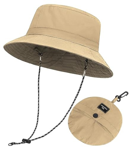 Rayson Vikbar hatt för män, vattentät, hinkhatt, unisex, anti-UV, justerbar solhatt, vandringshattar för män, med avtagbar hakrem, kaki, One size