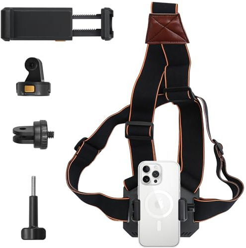 ROTRES Telefonrem hållare bröstrem, telefonsele för mobiltelefon, bröstsele, bröstsele för kamera, kompatibel med iPhone Samsung Gopro Osmo Insta360