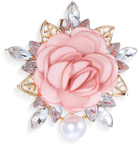 Mabor Kristall Perle Tuch Ansteckblume,Rose Brosche Damen,Perlen Brosche Damen Aktivitäten Kleidungszubehör Geschenke zum Valentinstag Hochzeit Party Wesentlich