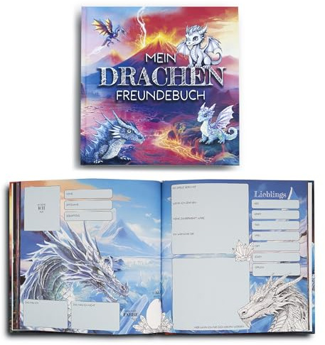 Livre d'amitié « Mon dragon ami » pour garçons et filles – Livre d'amitié pour maternelle ou école primaire – Cadeau de rentrée des classes – Livre d'amis scolaires à remplir au design dragon