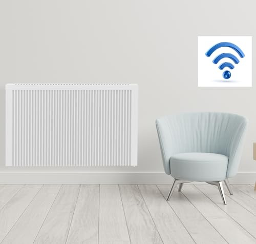 anapont Premium elvärme med W-Lan-appstyrning – elradiator med minnessten chamotte – med termostat – energibesparande – tillverkad i Tyskland (630 mm hög 1950 watt)