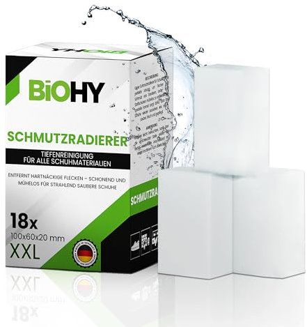 BiOHY Esponja de borrar suciedad (1 x 18 unidades) | Esponjas mágicas para zapatos, cocina, baño, paredes y coches | Esponjas de limpieza para manchas difíciles