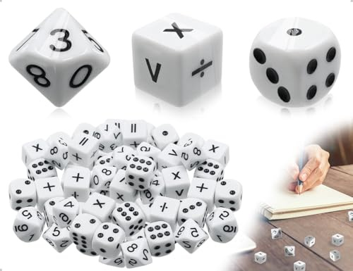 AOYEGIC 30 Dados Matemáticos, con 10 Puntos, 10 Dados de 10 Caras y 10 Operaciones Matemáticas, Ideales para Juegos de Fiesta y Rompecabezas