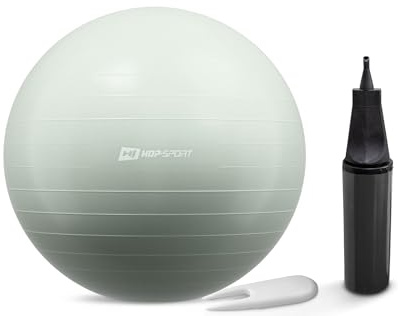 HOP-Sport® Ballon de Fitness 45 cm HS-R045YB avec Pompe à air, Anti-éclatement, Ballon de Gymnastique Antidérapant pour Yoga, Pilates et Renforcement Musculaire, Charge Max. 100 kg, Vert Clair