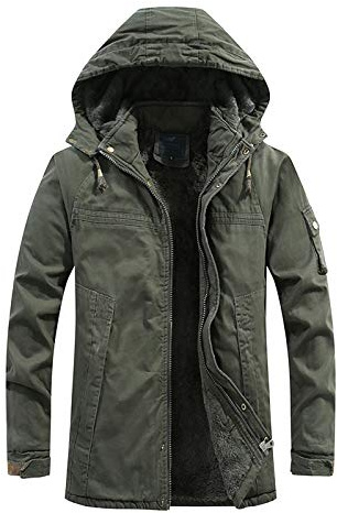 Generico Giacca Invernale Militare Calda Cappotto con Cappuccio Parka Media Lunga Antivento Giubbotto da Esterno Imbottito Uomo,Idee Regalo Natale 2025