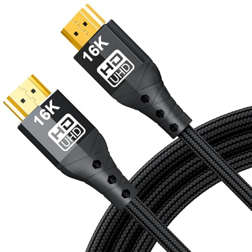 ZIKNYDO HDMI 2.2 Kabel 3m, (96Gbps, 16K/10K/8K/4K, Dynamic HDR, HDR10+, Dolby Vision, Dolby Atmos, DTS:X, HDCP 2.2&2.3, Vävd), kompatibel med HDMI 2.1/2.0 Kabel, PS5, Xbox Series X|S, Monitori, Switch