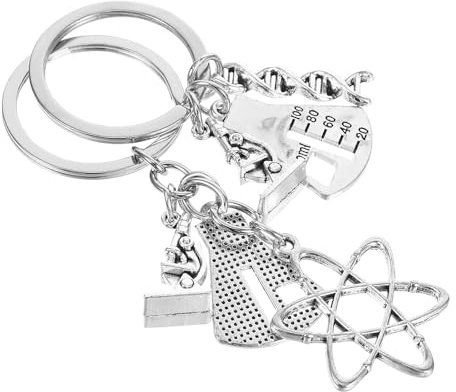 HEALEEP 2 pièces Porte-clés Chimie et Biologie Design Adn et Microscope Cadeau pour Enseignants et Étudiants Laboratoire