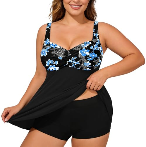 Maillot de bain pour piscine - Tankini grande taille avec haut de maillot de bain et armatures de soutien et bretelles réglables - Maillot de bain pour les vacances, violet 1, 4XL