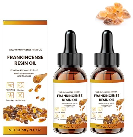 60 ml di olio di incenso biologico per pelle e viso, Pure Natural Frankincense Oil, siero anti-invecchiamento, riduce rughe e linee sottili, lenisce e idrata per donne e uomini (2 pezzi)