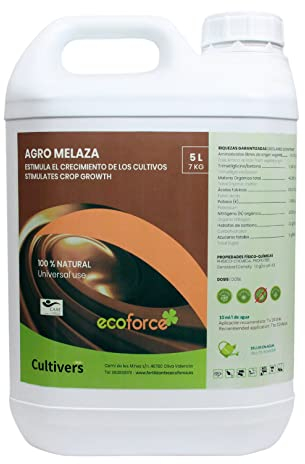 CULTIVERS Melaza para Plantas Ecológica 7 kg (5 L). Estimula el crecimiento de tus cultivos. Favorece las Propiedades del Suelo e incrementa la cantidad de nutrientes. Uso Universal