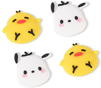 DLseego Cute Thumb Grips for Switch Lite & OLED, Soft Silicone Caps, Joystick Cover - White Dog & Yellow Chicken