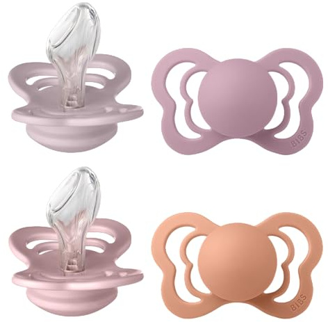 BIBS Couture Napp 4-pack, BPA-fri, Anatomisk sugdel. Silikon, Tillverkad i Danmark, Storlek 2 (6-18 månader), Heather Mix