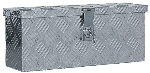 loibinfen Aluminum Tool Box Storage Truck Toolbox with Lock and 2 Keys Flat Underbed Camper RV Mount Drawbar Box Portable Utility Tool Cabinet 19.1x5.5x7.9 Silver -AA