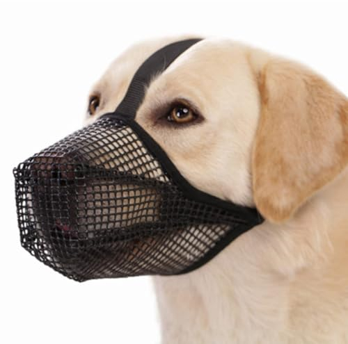 Maulkorb für Hunde Maulkorb Hund mit Abgerundetem Mesh und Verstellbare Schlaufe Atmungsaktive Haustier Maske Hundetraining für Kleine Mittlere und Große Hunde(L, Schwarz)