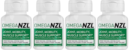 OMEGANZL Original Omega-3 Joint Support Supplement, Best Natural Muscle Relief, Green-Lipped Mussel Oil, 240 Softgels, No Fishy Aftertaste