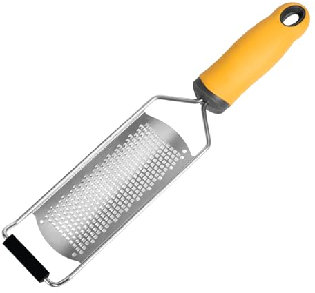 3PCS Küchenkäsereibe, 31 cm Länge Zitronenschale, Edelstahl-TPR-Griffreibe, feine Parmesanreibe für Kartoffeln, Zucchini, Karotten, Äpfel, Kohl und Weichkäse (Gelb)