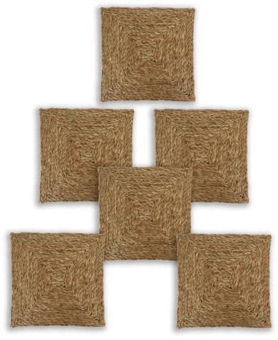 Handmade Reed Extra Large Square Table Mats Set, Kitchen Table Decor Placemats Pack, Gust Bedroom Coffee Table Decor Large Coasters