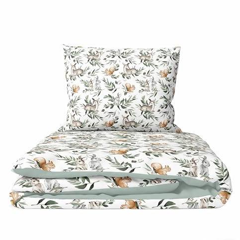 Baby Comfort Juego de 2 Piezas de edredón y Almohada para bebés y niños, de 80 x 70 cm, para Cuna o Cochecito (Bosque)