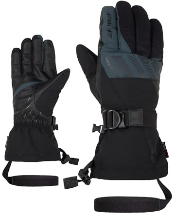 Ziener Guanti da sci GHALION da uomo, per sport invernali, impermeabili, lunghi scaldamuscoli, nero, 8